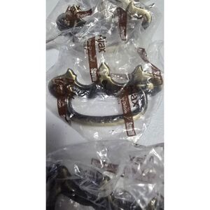 6 NOS VINTAGE BRASS AJAX FIXED BAIL BATWING DRAWER PULLS Key Hole Chippendal 4"